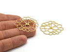 Brass Flower Earring, 6 Raw Brass Flower Shaped Stud Earrings (38x35x0.60mm) A3091 A6174