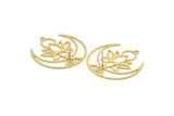 Pirinç Lotus Küpe, 4 Ham Pirinç Lotus Çiçeği ve Hilal Şekilli Küpe, 1 Döngü (34x33x0,60 mm) A5133 A6176
