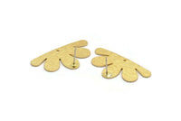 Brass Daisy Earring, 4 Textured Raw Brass Flower Shaped Stud Earrings With 1 Hole (34x18x0.80mm) D1410 A6187