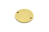 Brass Stamping Tag, 10 Raw Brass Round Charms With 2 Holes, Connectors (16x1mm) A6390