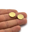 Brass Stamping Tag, 10 Raw Brass Round Charms With 2 Holes, Connectors (16x1mm) A6390