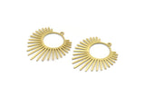 Brass Sun Charm, 8 Raw Brass Sunshine Charms With 1 Loop, Pendants, Findings (33x29x0.60mm) A6333
