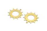 Brass Sun Charm, 4 Raw Brass Sunshine Charms With 1 Loop, Pendants, Findings (32x30x0.60mm) A6405
