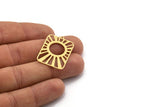 Brass Rectangle Charm, 8 Raw Brass Rising Sun Patterned Rectangle Shaped Charms With 1 Loop, Charm Pendants (31x22x0.60mm) A6332