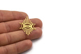 Brass Moon Charm, 8 Raw Brass Crescent Moon And Sunshine Shaped Charms With 1 Loop, Findings (37x26x0.60mm) A6393