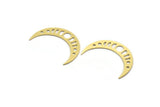 Brass Moon Charm, 10 Raw Brass Crescent Moon Charms, Moon Phases Charms, Findings (35x8x0.60mm) A6399