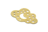Brass Cloud Charm, 6 Raw Brass Crescent Moon And Star Patterned Charms, Cloudy Charms, Star Charms, Findings (22x35x0.60mm) A6372