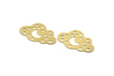 Brass Cloud Charm, 6 Raw Brass Crescent Moon And Star Patterned Charms, Cloudy Charms, Star Charms, Findings (22x35x0.60mm) A6372