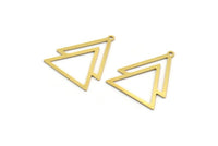 Brass Triangle Charm, 12 Raw Brass Triangle Shaped Charms With 1 Loop, Brass Stamping (27x22x0.60mm) A6409