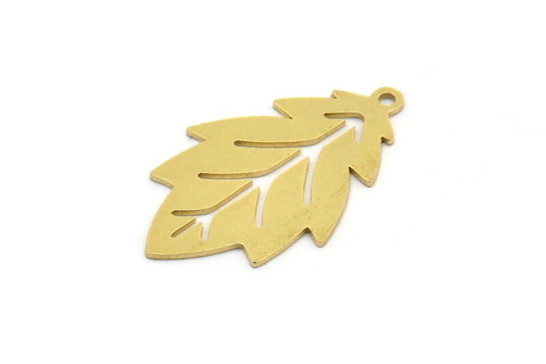 Brass Leaf Charm, 10 Raw Brass Leaf Charms With 1 Loop, Charm Pendants (28x17x0.60mm) A6411