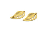 Brass Leaf Charm, 50 Raw Brass Leaf Charms With 1 Loop, Findings (17x9x0.60mm) A6412