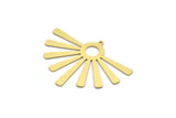 Brass Sun Charm, 4 Raw Brass Sunshine Charms With 1 Loop, Pendants, Findings (33x44x0.60mm) A6391