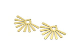 Brass Sun Charm, 4 Raw Brass Sunshine Charms With 1 Loop, Pendants, Findings (33x44x0.60mm) A6391