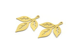 Brass Leaf Charm, 12 Raw Brass Branch Charms With 1 Loop, Charm Pendants (29x21x0.60mm) A6401