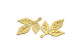 Brass Leaf Charm, 12 Raw Brass Branch Charms With 1 Loop, Charm Pendants (29x21x0.60mm) A6401