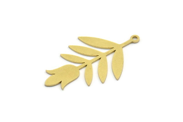 Brass Flower Charm, 12 Raw Brass Tulip Charms With 1 Loop, Pendant Charms (34x21x0.60mm) A6417