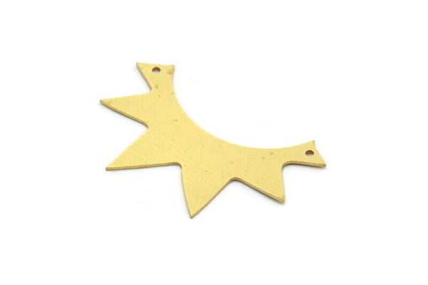 Brass Sun Charm, 6 Raw Brass Sun Rising Charms With 2 Holes, Necklace Charms, Findings (25x38x0.60mm) A6398