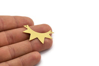Brass Sun Charm, 6 Raw Brass Sun Rising Charms With 2 Holes, Necklace Charms, Findings (25x38x0.60mm) A6398