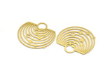 Brass Planet Charm, 2 Raw Brass Solar System Charms With 1 Loop, Earring Findings (43x45x0.80mm) A6400
