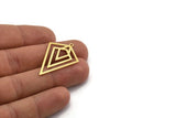 Brass Diamond Charm, 4 Raw Brass Diamond Shaped Charms With 1 Loop, Findings (37x25x0.60mm) A6406