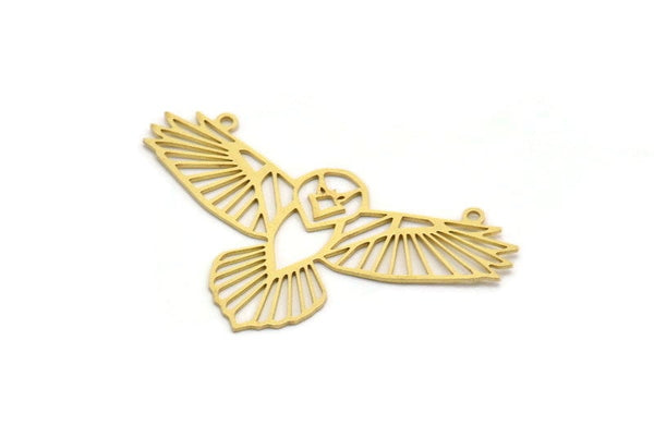 Brass Eagle Charm, 4 Raw Brass Eagle Shaped Charms With 2 Loops, Bird Charms, Necklace Charms, Connector Charms (30x49x0.60mm) A6408
