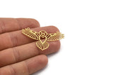 Brass Eagle Charm, 4 Raw Brass Eagle Shaped Charms With 2 Loops, Bird Charms, Necklace Charms, Connector Charms (30x49x0.60mm) A6408