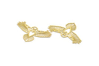 Brass Eagle Charm, 4 Raw Brass Eagle Shaped Charms With 2 Loops, Bird Charms, Necklace Charms, Connector Charms (30x49x0.60mm) A6408