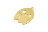 Brass Ghost Charm, 8 Raw Brass Cute Ghost Charms With 1 Loop, Findings (24x16.5x0.60mm) A6363