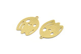 Brass Ghost Charm, 8 Raw Brass Cute Ghost Charms With 1 Loop, Findings (24x16.5x0.60mm) A6363