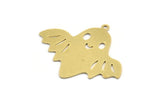 Brass Ghost Charm, 6 Raw Brass Cute Ghost Charms With 1 Loop, Findings (28.5x34x0.60mm) A6365