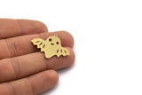 Brass Ghost Charm, 6 Raw Brass Cute Ghost Charms With 1 Loop, Findings (28.5x34x0.60mm) A6365
