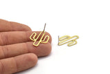 Brass Cactus Earring, 6 Raw Brass Cactus Stud Earrings (28x20x0.70mm) M03384 A5807