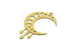 Brass Moon Charm, 8 Raw Brass Crescent Moon Charms, Moon Phases Charms, Findings (37x8x0.60mm) A6423