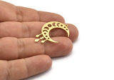 Brass Moon Charm, 8 Raw Brass Crescent Moon Charms, Moon Phases Charms, Findings (37x8x0.60mm) A6423