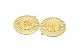 Brass Round Charm, 4 Raw Brass Sun Face Shaped Charms With 1 Loop, Charm Pendants (31.5x29x0.60mm) A6231
