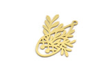 Brass Leaf Charm, 8 Raw Brass Drop Shaped Charms With 1 Loop, Branch Findings (30x23x0.60mm) A6202