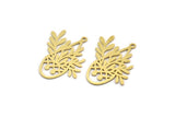 Brass Leaf Charm, 8 Raw Brass Drop Shaped Charms With 1 Loop, Branch Findings (30x23x0.60mm) A6202
