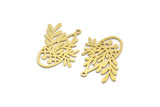 Brass Leaf Charm, 8 Raw Brass Drop Shaped Charms With 1 Loop, Branch Findings (30x23x0.60mm) A6202