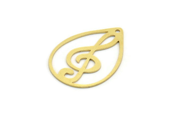 Brass Drop Charm, 10 Raw Brass Treble Clef Charms With 1 Hole, Earrings, Findings (30x21x0.60mm) A6211