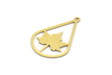 Brass Leaf Charm, 10 Raw Brass Drop Shaped Charms With 1 Loop, Plane Tree Findings (30.5x20x0.60mm) A6208
