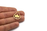 Brass Leaf Charm, 10 Raw Brass Drop Shaped Charms With 1 Loop, Plane Tree Findings (30.5x20x0.60mm) A6208