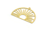 Brass Sun Charm, 8 Raw Brass Semi Circle Shaped Charms With 1 Loop, Charm Pendants, Findings (25x35x0.60mm) A6224