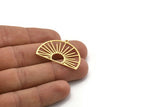 Brass Sun Charm, 8 Raw Brass Semi Circle Shaped Charms With 1 Loop, Charm Pendants, Findings (25x35x0.60mm) A6224