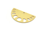 Semi Circle Charm, 6 Raw Brass Moon Phases Shaped Charms With 1 Hole, Charms, Findings (18x32x0.80mm) A6235