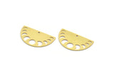 Semi Circle Charm, 6 Raw Brass Moon Phases Shaped Charms With 1 Hole, Charms, Findings (18x32x0.80mm) A6235