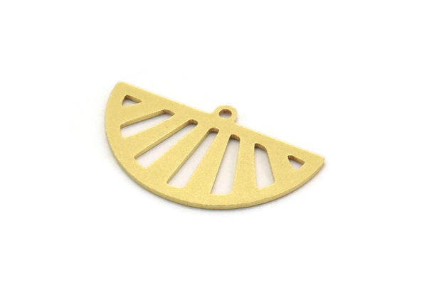 Brass Geometric Charm, 10 Raw Brass Semi Circle Charms With 1 Loop, Findings (16x28x0.80mm) A6237