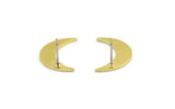 Brass Moon Earring, 8 Raw Brass Crescent Moon Shaped Stud Earrings (21x5.5x1mm) A4592 A6082
