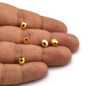8 Gold Plated Brass Oval Industrial Findings, Spacer Beads (6x5 Mm) D0024