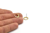 Brass Circle Earring, 8 Raw Brass Round Stud Earrings (12x1.5mm) BS 2009 A6433