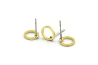 7.5mm Circle Earring, 12 Raw Brass Circle Stud Earrings (7.5x1mm) A6440